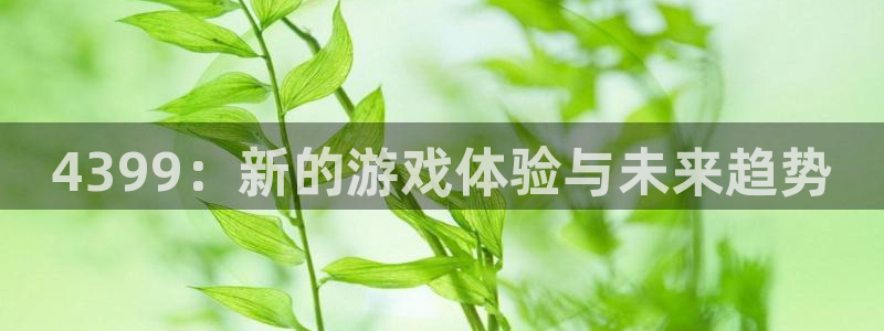 4399：新的游戏体验与未来趋势